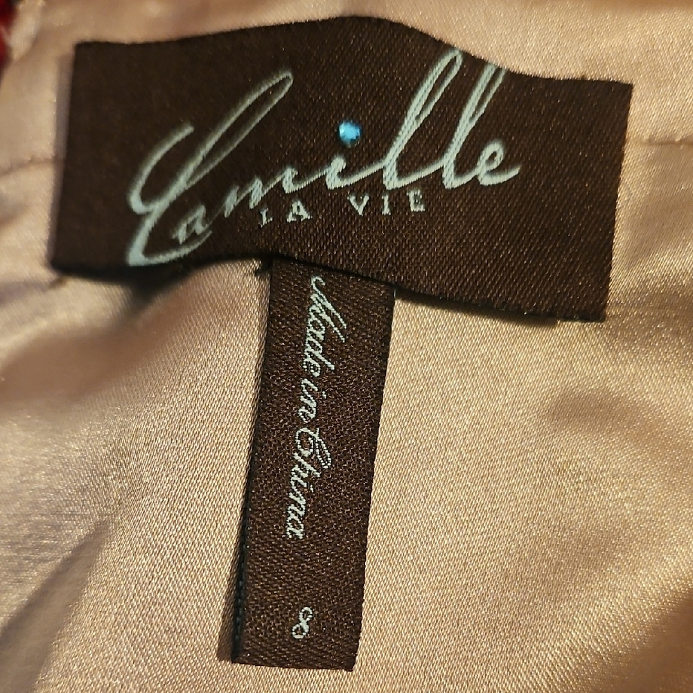 Camille La Vie Satin Gown in Champagne - Picture 10 of 12